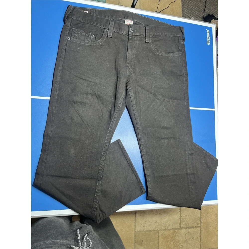 True Religion Jeans Mens 42 Black Bobby Made In‎ USA Pocket Flaps